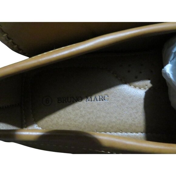 Bruno Marc Tan Leather Loafer Driving Shoes Moccasins Slip On Men's 6 women's 8 - Picture 5 of 7